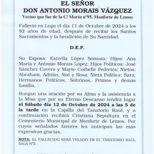 EL SEÑOR DON ANTONIO MORAIS VAZQUEZ