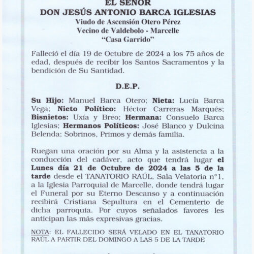 EL SEÑOR DON JESÚS ANTONIO BARCA IGLESIAS