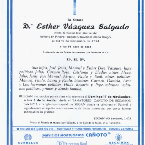 LA SEÑORA DOÑA ESTHER VÁZQUEZ SALGADO